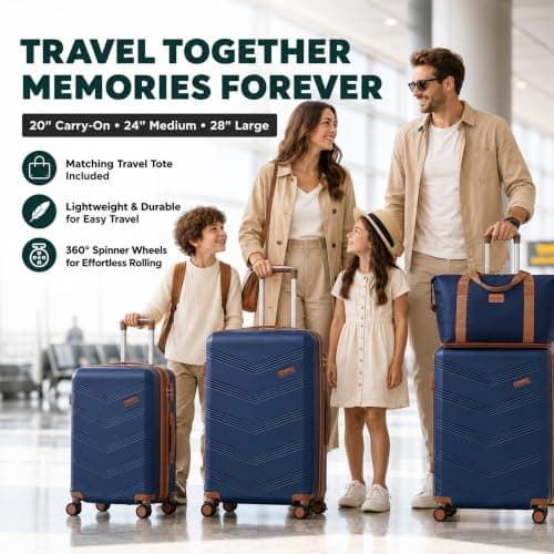 CONCEPTEN Luggage Sets 5 Piece, Expandable Hardside Suitcase with Spinner Wheels, 20/24/28 inch Travel Luggage Set, Lightweight Carry On with TSA Lock (Dark Blue) — view 2