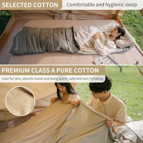 Naturehike Cotton Sleeping Bag Liner 210 x 75 cm, Cotton Travel Sheet Camping Sleep Bag Liner with Pillow Slot, Portable Lightweight Backpacking Essentials for Camping Hostels Picnic Hiking (Cream) — view 4