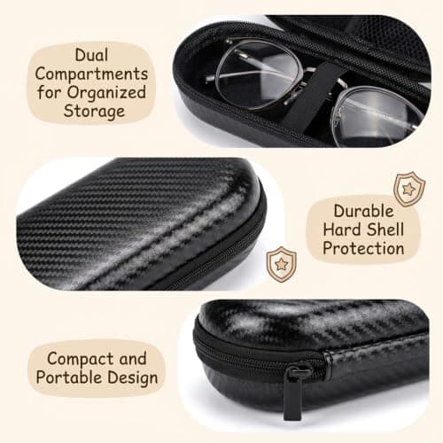 suction 2 PCS Double Glasses Case, Sunglasses Case Hard Shell, Protective Eyewear Storage, Compact Design for Travel, Durable Hard Shell Construction, Secure Dual Compartment Organisation — view 3