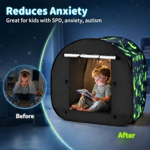 Normodic Sensory Tent, Blackout Sensory Tent for Kids, Pop Up Black Out Den for Autism, Calm Down Corner for Autistic Children Anxiety Relief with Travel Bag, Play and Relax Corner (Round) — view 3