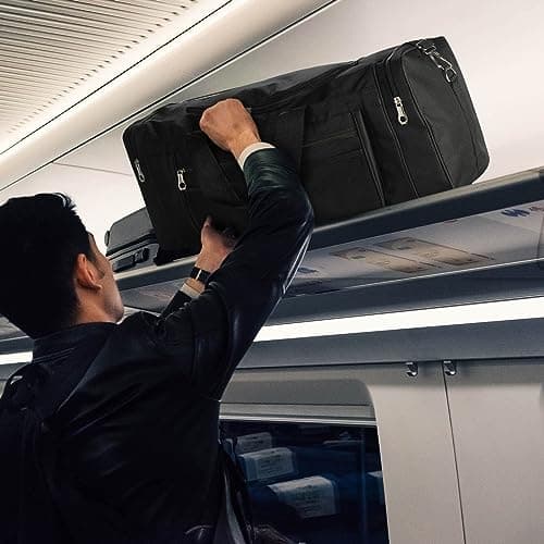 Holdfiturn Sports Duffle Bag Sports Gym Bag for Women Men Waterproof Large 40L Collapsible Training Sports with Shoulder Strap Holdall Overnight Weekend Travel Bag for Gym Travel Swimming Black — view 4