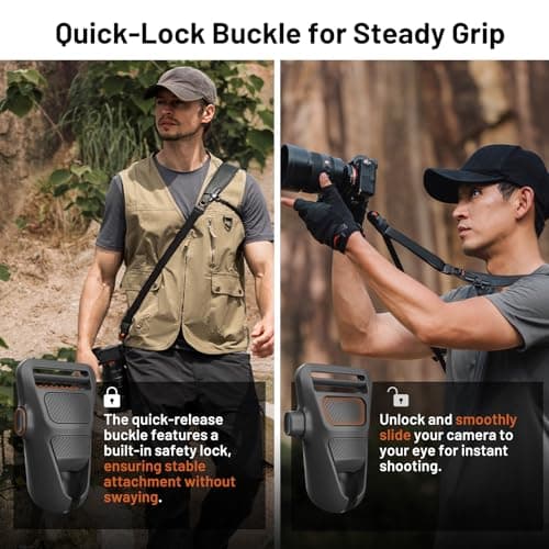 PGYTECH Camera Strap Pro, Quick Release Heavy Duty Camera Shoulder Strap With Detachable Underarm Strap, Professional Camera Harness, Leather Ergonomic Shoulder Pad for DSLR/Mirrorless Cameras, Black — view 3