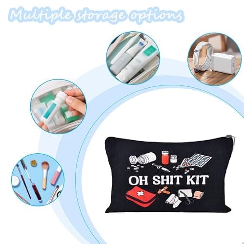 Sisadodo Medication Medical Bag Organiser for Women Men Funny Emergency Kit Bag for School Wedding First Aid Kit Zip Travel Pouch for Pills Medicine Portable Medicine Pouches for Handbag Bags — view 3