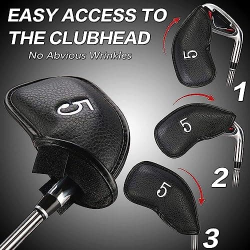 AXKAL Golf Iron Head Covers Synthetic Leather Set of 12(Black) — view 3