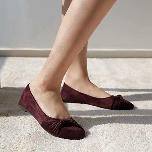 MaxMuxun Women's Ballet Flats Burgundy Size 7 UK — view 2