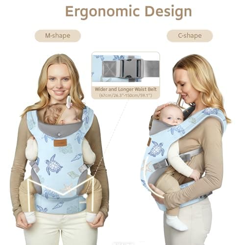 YooxArmor Ergonomic Baby Carrier for 4-36 Month Newborn,Waist 67-150cm,Blue — view 4