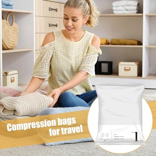 Set of 2 Vacuum Travel Bags for Rolling – Compression Bags for Clothes, Suitcase, Backpack, Space Saving Without Vacuum Pump, Reusable Organizer Kit, Manual Airtight Useful Pack — view 2