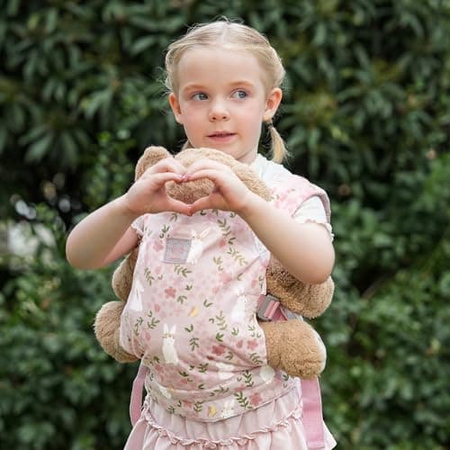 GAGAKU Baby Doll Carrier for Kids, Baby Carrier for Dolls, Reborn Baby Dolls Accessories, Doll Carriers with Adjustable Straps for Little Girls, Pink - Rabbit — view 2