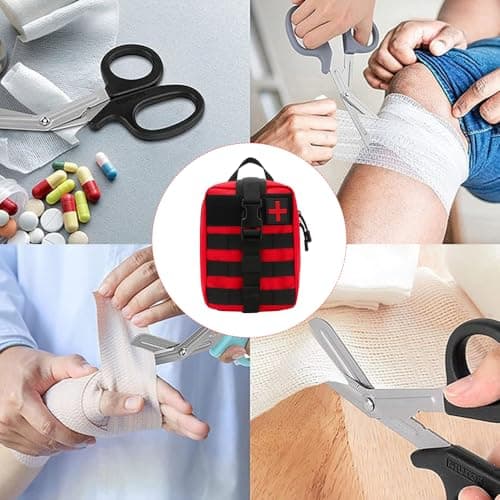 Mineup 54 PCS First Aid Kit, Emergency Trauma Kit First Aid Bag, Jumbo Trauma Bag, First Aid Molle Pouch for Home & Workplace Includes Bandages, Tourniquet & Essentials for Everyday Situations(RED) — view 6