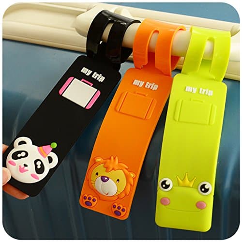 Happy Star® Cute Animals Luggage Tags Kids Holiday Suitcase Labels Boys Girls Travel Bag Identity for Children (Duck on Yellow tag) — view 3
