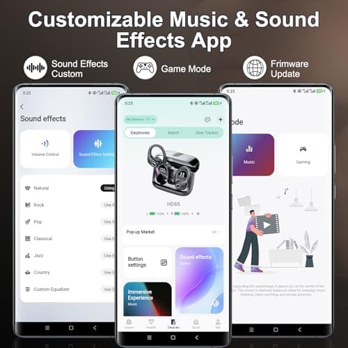 Aptkdoe Wireless Earbuds, 75H Bluetooth 5.4 Headphone Sport Ear Hooks, App — view 3
