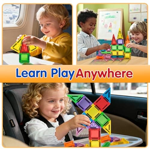 katietoy Mini Magnetic Tiles Travel Set Kids Airplane Activities Games — view 5