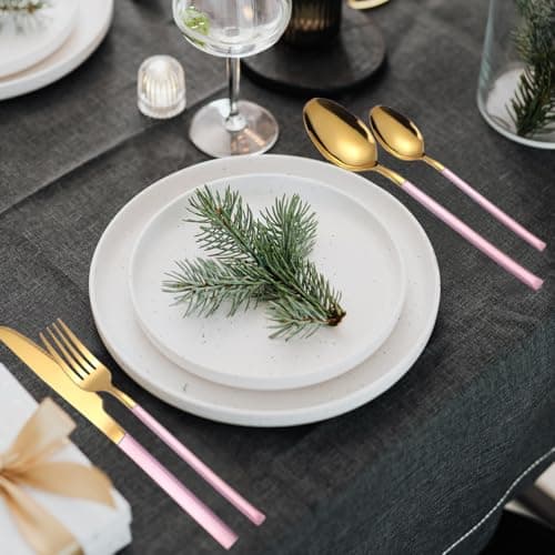 AARAINBOW Portable Cutlery Set for 1 Person, Stainless Steel Knife Fork Spoon Straw Set. 6-Piece Flatware Set with Bag, Suitable for Travel Camping Work, Dishwasher Safe, Pink Gold — view 2