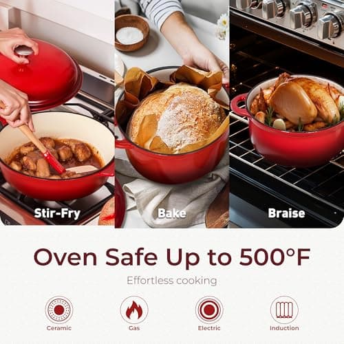 Kitchen Academy 7-Piece Red Enamelled Cast Iron Cookware Sets — view 3