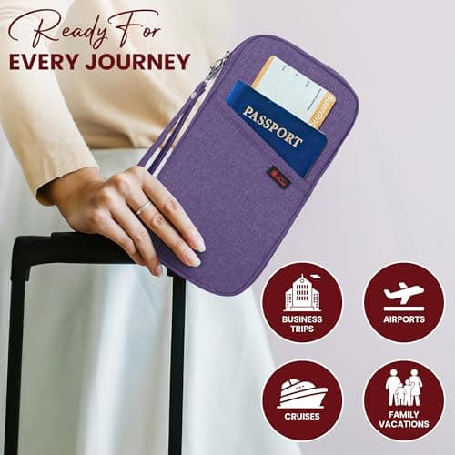 Vinsani Passport Holder Travel Wallet, RFID Blocking Document Organiser — view 5