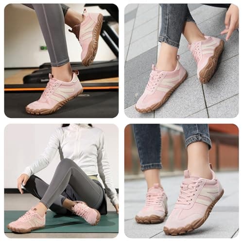 AONETIGER Wide Toe Box Barefoot Shoes Men Women Zero Drop Pink,5UK — view 2