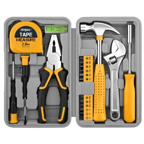 Hi-Spec 20Pcs Compact Home and Office Hand Tool Kit for DIY Repairs, Yellow