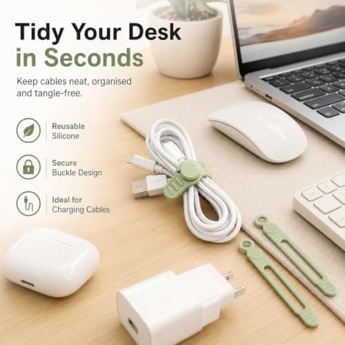 20 Pcs Cable Ties Reusable Silicone Cable Straps, for Cable Management — view 5
