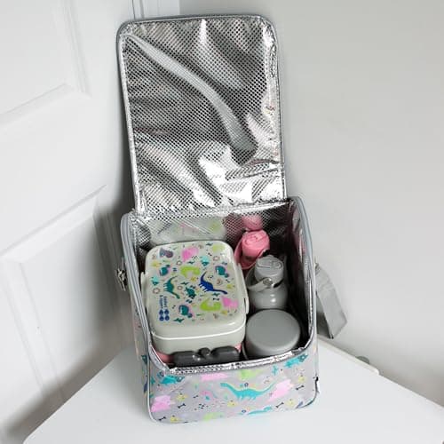 Tiddler Cooler Bag | Extra Large Insulated & Double Zipped | Carry Handle & Padded Shoulder Strap (Dinky Dinos) — view 6