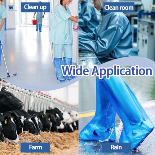 Disposable Shoe Covers 20 PCS,Thickened Waterproof Shoes and Boots Cover Plastic Long Rain Shoe Cover Clear Anti-Slip Overshoe for Women Men Water Boots Cover Rainy Day Use Cover (10 Pairs) — view 6