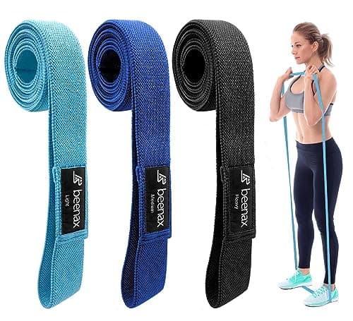 Beenax Fabric Resistance Bands (Set of 3), Long Exercise Bands for Women Men, Loop Bands, 3 Resistance Levels for Workout, Fitness, Stretching, Pull Up, Leg, Glutes, Squat and Strength Training