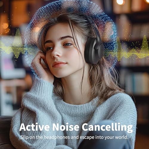 Rebocico Active Noise Cancelling Headphones Wireless Bluetooth for Office — view 2