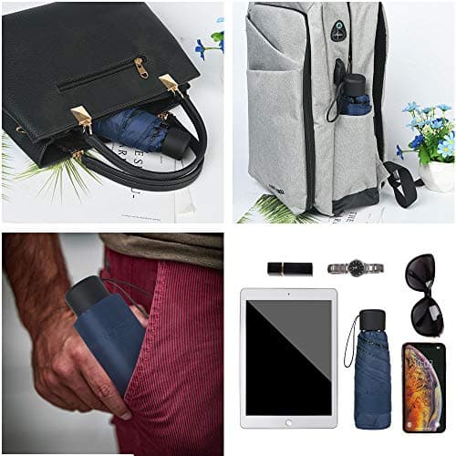 Vicloon Travel Mini Umbrella for Purse,6 Ribs Mini Umbrellas, Coating Layer Fabric Blocking UPF 50 UV Protection 99.9% Compact Folding Purse Umbrella,Travel Sun Umbrellas Lightweight Small Compact — view 6