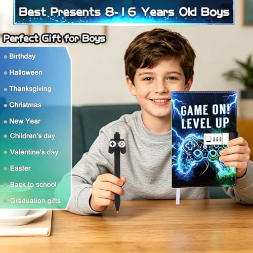 Diary with Lock for Boys, Secret Kids Journal Lockable Diary GAME ON — view 3