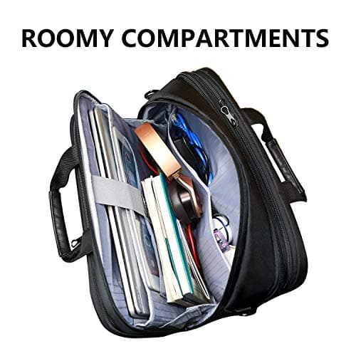 KROSER Laptop Bag XXL Laptop Briefcase Fits Up To 18 Inch Laptop Water-Repellent Light Weight Gaming Computer Bag Shoulder Bag Expandable Capacity For Travel/Business/School/Men-Black — view 5