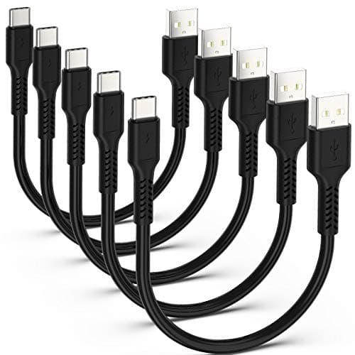 ADILIFT USB C Cable Short 5Pack 20cm, 3A Type C Fast Charging Cord, Black