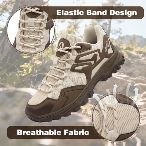 Mufanton Hiking Boots Mens Walking Boots Non-Slip Outdoor Mountain Trekking Shoes Lightweight Travelling Backpacking Camping Footwear Sneaker,Beige Brown,EU46 — view 5