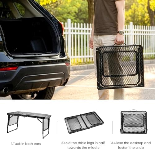FERNVALE Portable Folding Picnic Table with Storage Drawers, Lightweight Aluminum Alloy Garden Picnic Table, Outdoor Camping Table for BBQ, Beach, Hiking, Coffee, RV & Travel Use — view 4