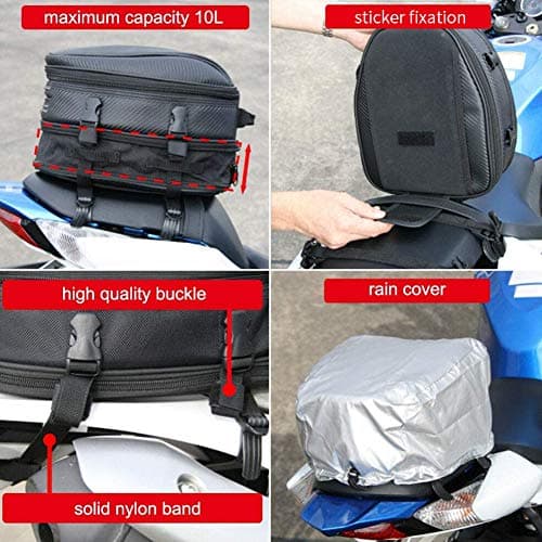 Fydun 10L Motorcycle Tail Bag, Motorcycle Rear Seat Bag Tail Pack Waterproof Back Saddle Helmet Tail Luggage Bags Box — view 2