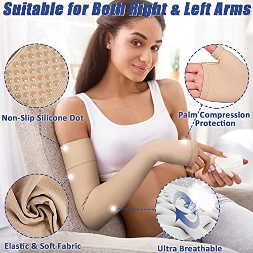 Beister 20-30 mmHg Compression Arm Sleeve with Thumb Support for Women Men — view 3
