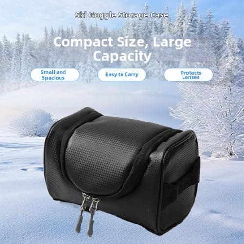 UTTASU Ski Goggles Case Waterproof with Zip, Padded Inner Lining and Zip Pocket for Smartphone, Durable Travel Accessory for Skiing and Winter Holidays, Black — view 6