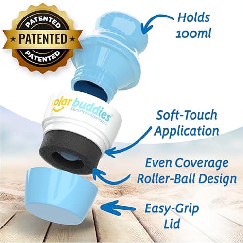 Full Blue Solar Buddies Refillable Roll On Sponge Applicator For Kids, Adults, Families, Travel Size Holds 100ml Travel Friendly for Sunscreen, Suncream and Lotions — view 2
