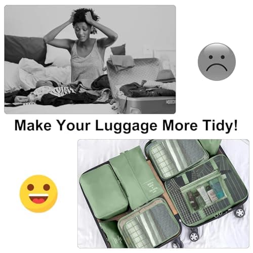 Packing Cubes for Suitcases, 10 pcs Packing Cubes Luggage Organiser Bags Travel Essentials Bags for Clothes Shoes Toiletries Travel Luggage Organizers Storage Bags-matcha green — view 4