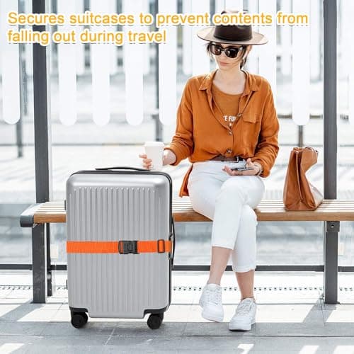 4 Pack Suitcase Straps with Lock, Adjustable Luggage Straps — view 4