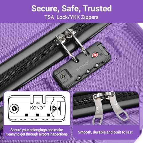 Kono Medium Suitcase with TSA Lock, Lightweight Hard Shell Checked Luggage — view 3