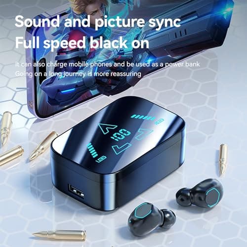 Domars Wireless Earbuds, Ear Phones Wireless Earbuds,20000mAh Power Bank,58H Playback Bluetooth 5.3 Earbuds with ENC Noise Cancelling, Low Latency Gaming Headphones for iPhone Android (white) — view 4