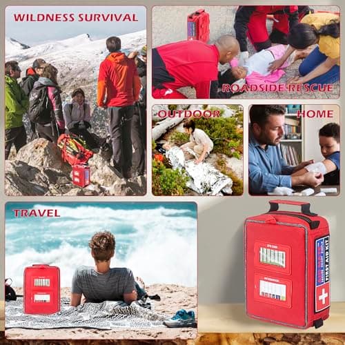 Pro First Aid Kit with Molle System Portable Emergency Survival Kits Trauma Medical Kit for Home, Office, Car, Outdoor, Hiking, Travel, Camping — view 6