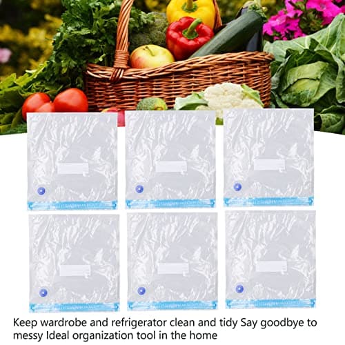 JYCRA 6 PCS Vacuum Storage Bags,Reusable Vacuum Sealer Bags,Mini Space Saver Vacuum Seal Storage Bags for Fruit Clothes(22x21cm) — view 2