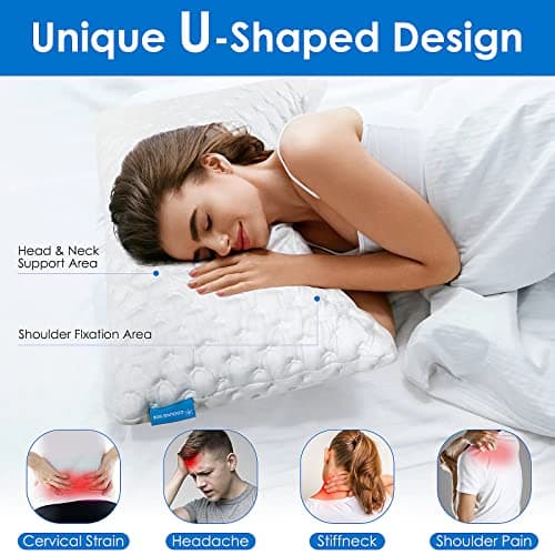 Cooling Side Sleeper Pillow 2 Pack for Neck and Shoulder Pain Relief, Adjustable Shredded Memory Foam Neck Pillows Sleeping, Cervical Support Bed Pillows, Queen Size 2 Pack Bed Pillows for Sleeping — view 4