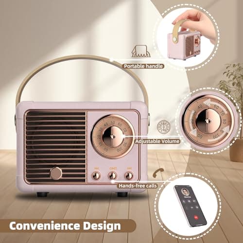 Retro Bluetooth Speaker,Birthday Gifts for Teenage Girls,Pink Room Decor — view 6