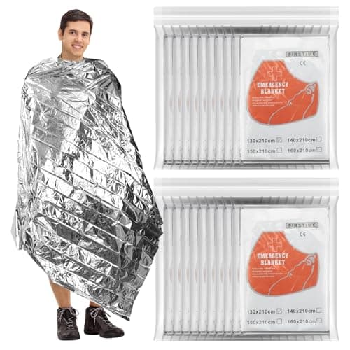 Clickinline 20 PCS Emergency Foil Blanket – 83" x 51" (210 x 130 cm) Thermal Survival Blanket Reflective for Outdoors, Hiking, Camping, Marathons or First-Aid, Survival Kit Emergency Supplies