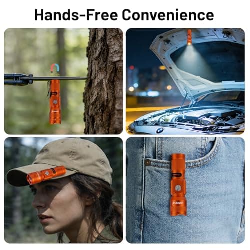 UNROEVS Pocket Flashlight Rechargeable with 1200 Lumens,Mini Small EDC Flashlights with Magnet & Clip,Compact Powerful Flash Light-Zoomable,Adjustable Brightness and 1 Mode for Everyday Carry. — view 5
