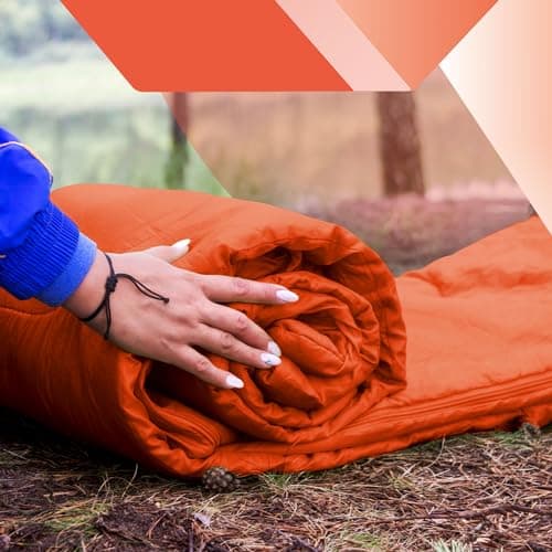 azark Premium Sleeping Bag, 350GSM, Lightweight and Waterproof, 4 Seasons of Camping, Hiking and Outdoors, Sleeping bag for Adults & Kids (Orange) — view 6