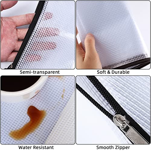 Plastic Wallets A4 Zip Wallets Ziplock Bags Zip Folder Zipper Bag A4 Folders Document Wallet (Black, 24pcs) — view 4