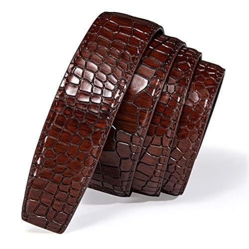 Barry.Wang Men's Belts Burgundy Ratchet Belt Crocodile Adjustable Gold Black Click 1 3/8" Dress Suit Wedding Business Prom Trim to Fit — view 3