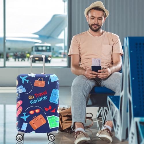 Amexo Suitcase Cover 18-32 Inch Travel Trolley Case Cover Elastic Polyester Luggage Cover Protectors Washable Suitcase Cover for Business Trip School Travel and Daily Using (XL, 29-32Inch) — view 6